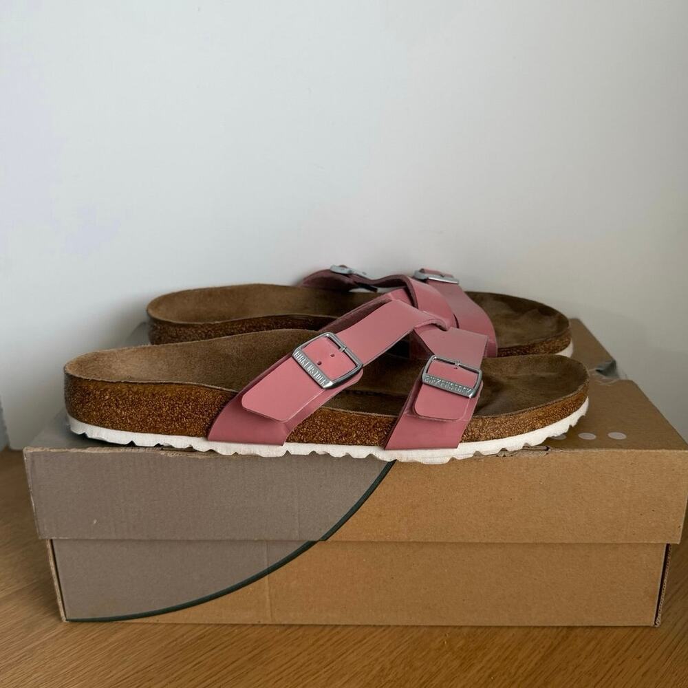 Birkenstock Yao Balance ‘Old Rose’ Patent Leather Unisex Sandals- SZ M 9- W 11 - Picture 2 of 9